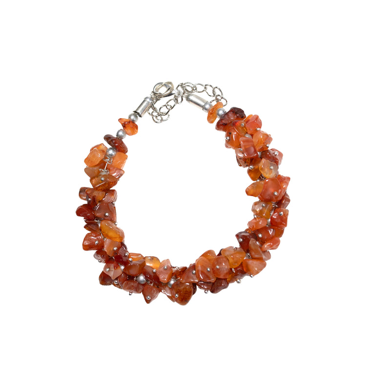Náramek z minerálních kamenů Carneol zapínací