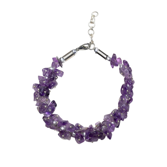 Náramek z minerálních kamenů Ametyst zapínací